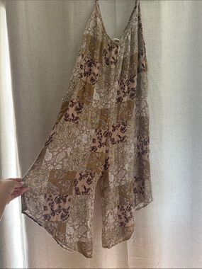 Millibon Patchwork Paisley Asymmetrical Skirt - Taupe & Olive